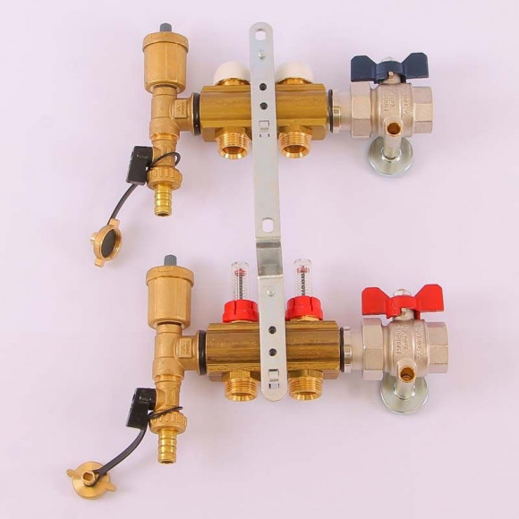 Коллектор для теплого пола TIEMME 1"x3/4"ЕК на 2 выхода с расходомерами Коллектор для теплого пола TIEMME 1"x3/4"ЕК на 2 выхода с расходомерами