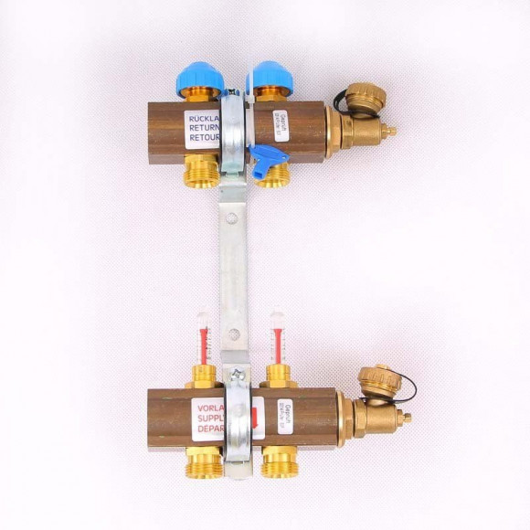 Коллектор для теплого пола WATTS HKV/T 1"x3/4" ЕК на 2 выхода с расходомером