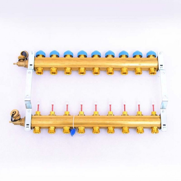Коллектор для теплого пола WATTS HKV/T 1"x3/4" ЕК на 9 выходов с расходомером