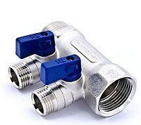 Коллектор НР 2 выхода 1"х1/2" TIEMME NINO с шаровым краном никелированный Коллектор НР 2 выхода 1"х1/2" TIEMME NINO с шаровым краном никелированный
