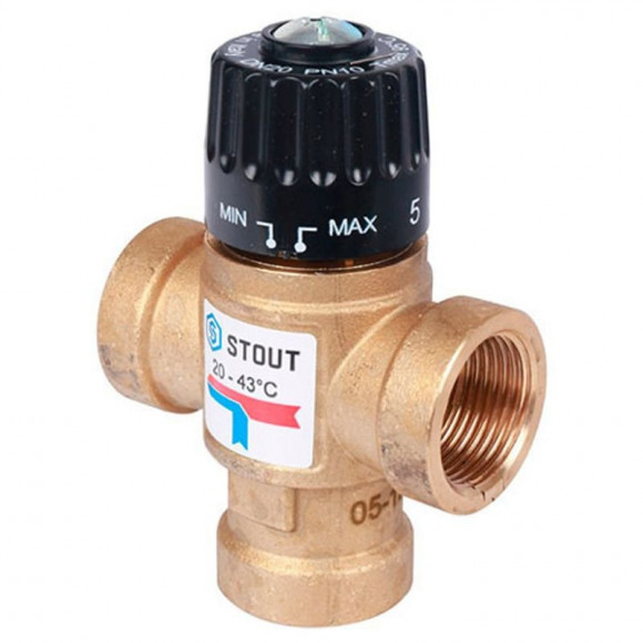 Клапан термосмесительный ВР 3/4" 20-43 С KV 1.6 м3/ч Stout