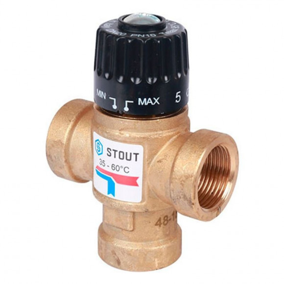 Клапан термосмесительный ВР 3/4" 35-60 С KV 1.6 м3/ч Stout Клапан термосмесительный ВР 3/4" 35-60 С KV 1.6 м3/ч Stout